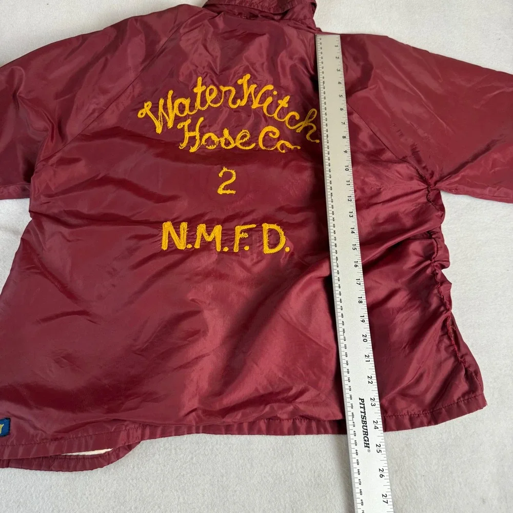 Vintage 70s Starter Coaches Jacket Burgundy Chain Stitch Water Witch Hose Large